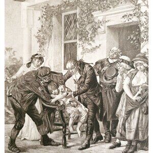 First Vaccination By Dr Jenner Photogravure Victorian 1894 Medical Melingue DWT1